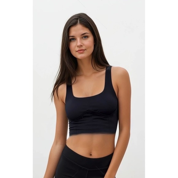 Zara Corset Crop Top Black Satin Soft Sz L‎ NWT - Picture 1 of 7